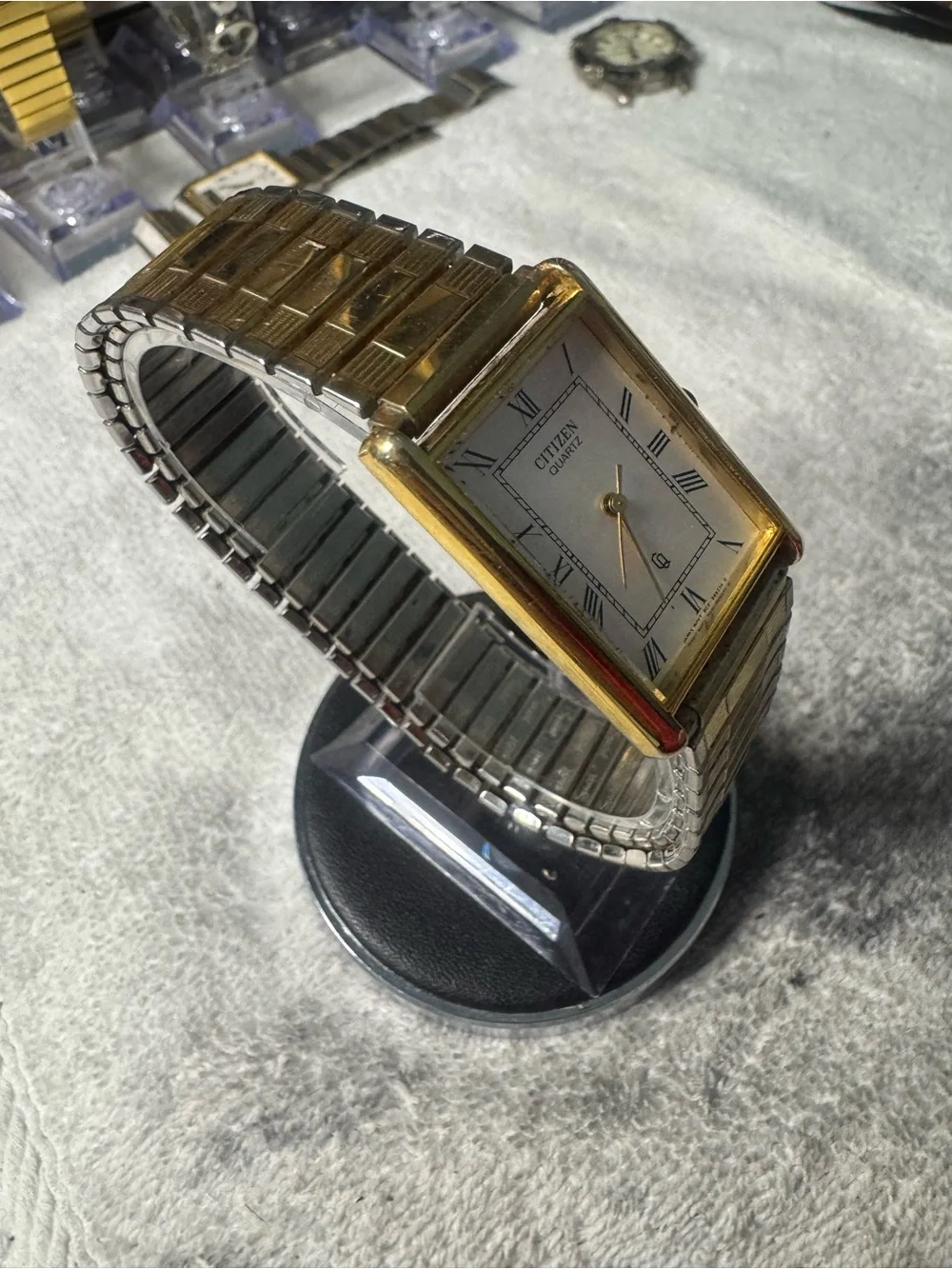 Citizen Gold Tone Rectangular Men’s Dress Watch with White Dial